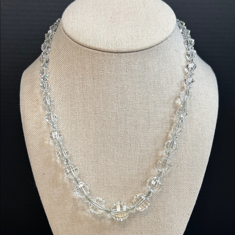 Vintage Clear Crystal on a Silver Chain Necklace